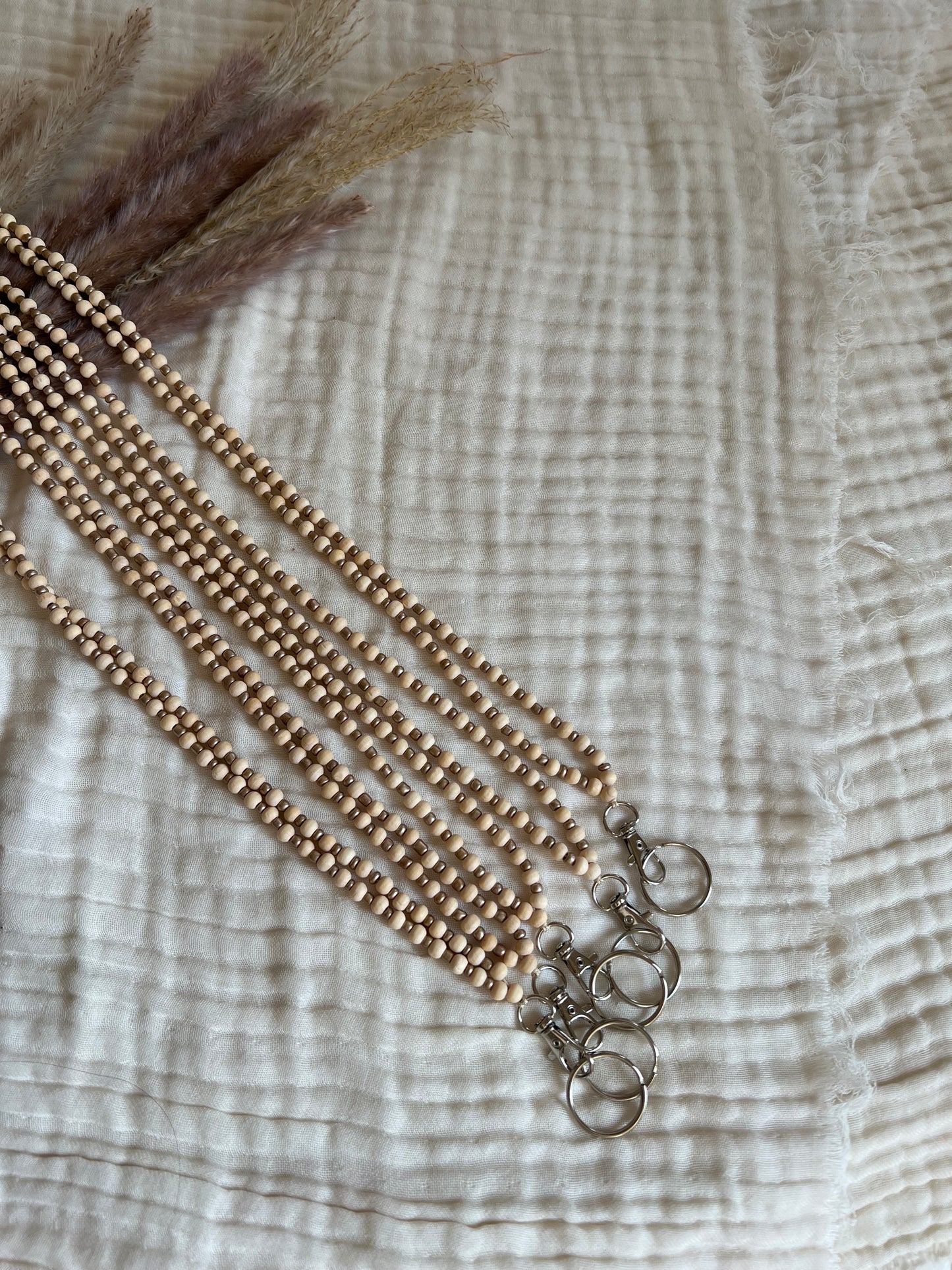 Small Wood & Gold Lanyard